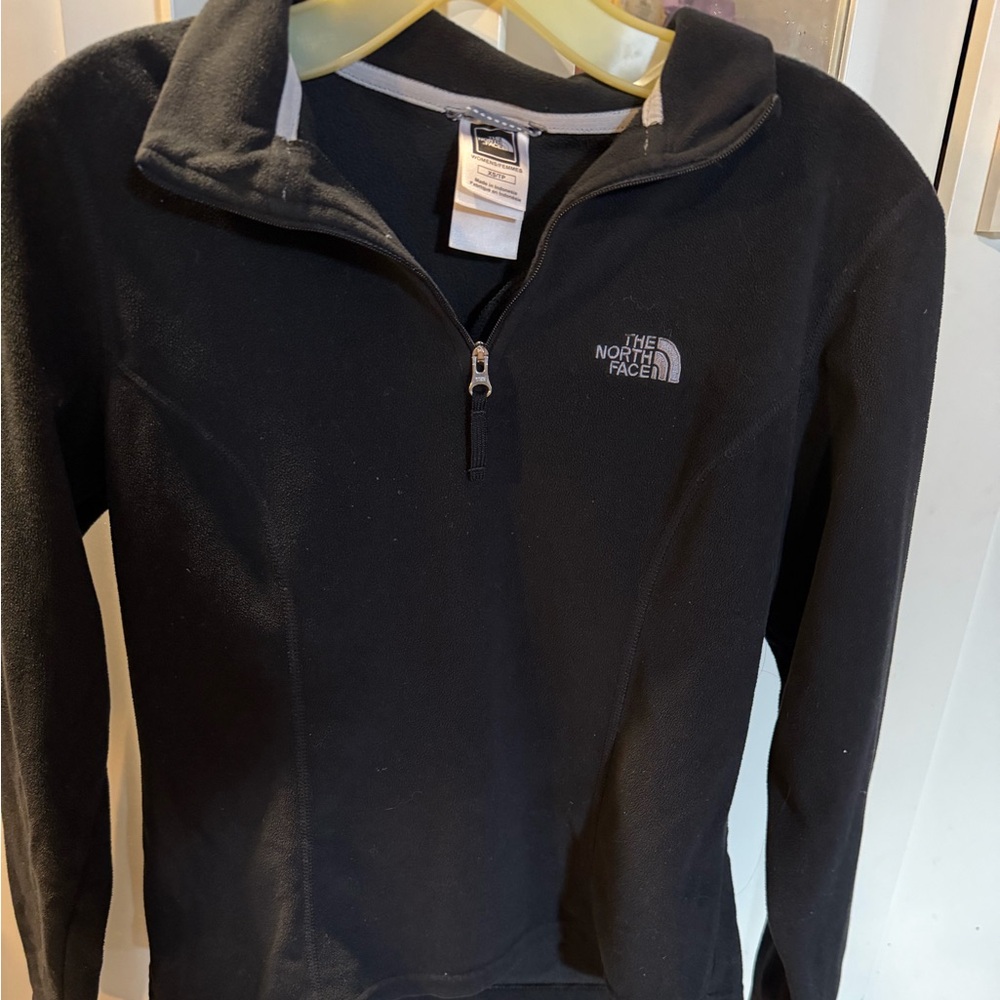 The North Face Black Fleece Quarter zip Pullover with White Logo
